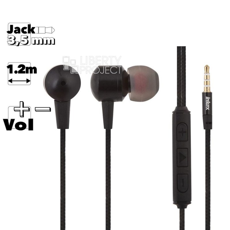 Гарнитура inkax EP-03 Dynamic Tone 3.5мм, внутриканальная, 1.2м, громкость +/- (чёрный)