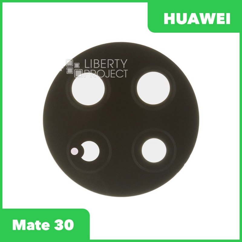 Стекло задней камеры для Huawei Mate 30 (TAS-L29) (без рамки) (черный)