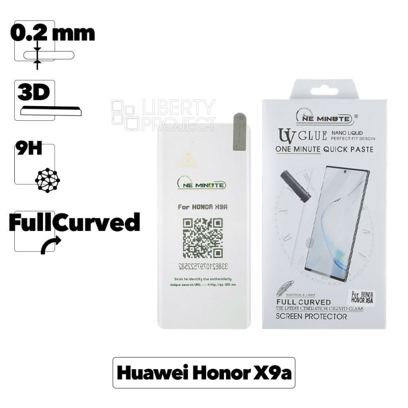 Защитное стекло "One Minute" для Honor X9a 3D UV Glue Nano Liquid Full Curved Glass