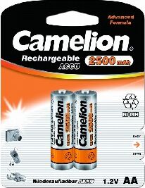 CAMELION (6107) AA-2500mAh Ni-Mh BL-2 (NH-AA2500BP2, аккумулятор,1.2В)