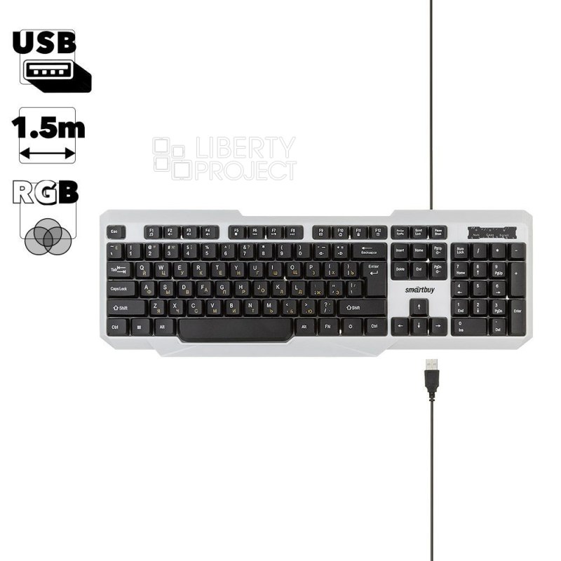 Клавиатура проводная с подсветкой Smartbuy ONE 333 USB (белый/черный) мятая упаковка