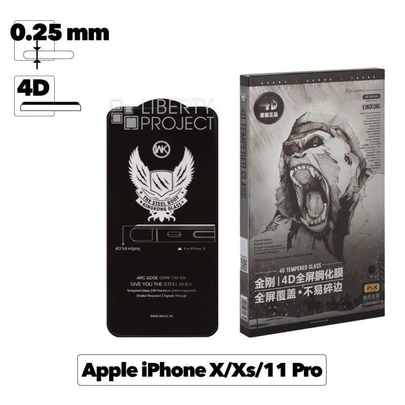 Защитное стекло WK Kingkong F. C. C. E. T. G. 4D для iPhone 11 Pro/X/Xs 0.25 мм, с черной рамкой