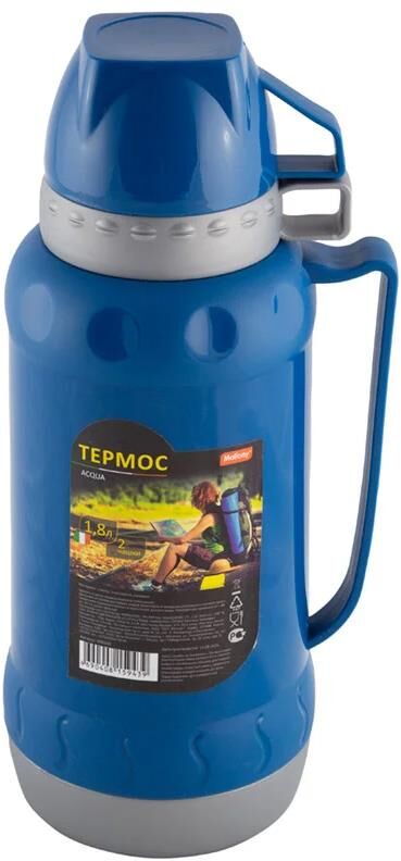 MALLONY Термос в пластиковом корпусе со стеклянной колбой ACQUA, 1,8 л (2 чашки) (008240)
