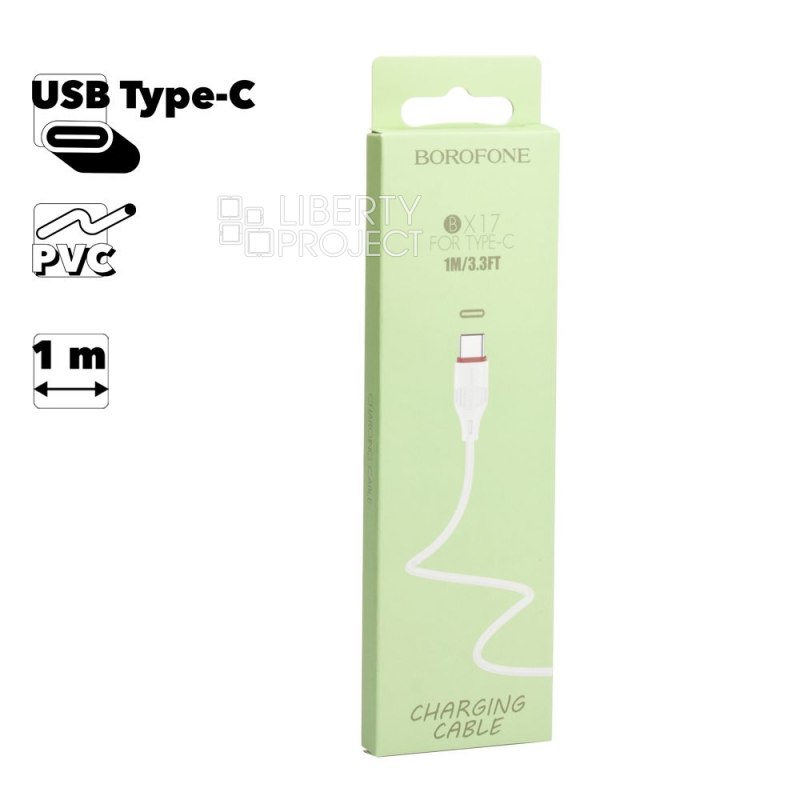 USB кабель BOROFONE BX17 Enjoy Type-C, 1м, PVC (белый)