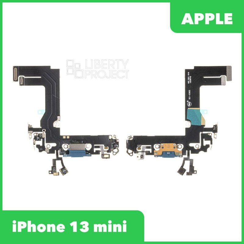 Шлейф/FLC iPhone 13 mini системный разъем/микрофон (синий)