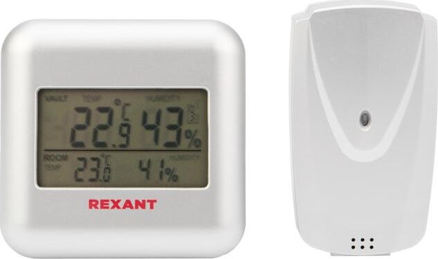 REXANT (70-0596) S3341BF ТЕРМОМЕТР ЭЛЕКТРОННЫЙ С ЧАСАМИ И БЕСПРОВОДНЫМ ВЫНОСНЫМ ДАТЧИКОМ