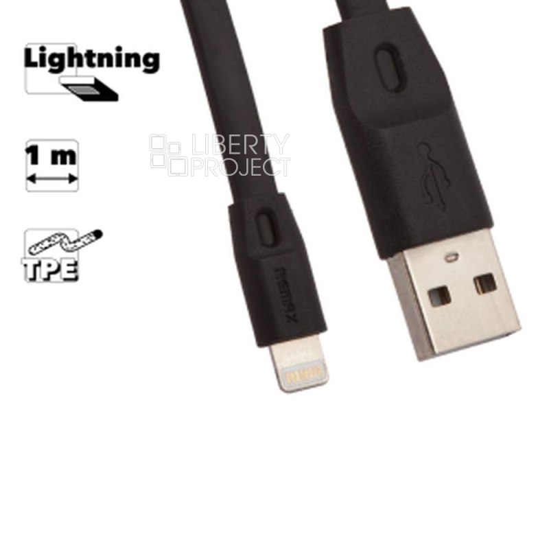 USB кабель REMAX RC-001i Full Speed Lightning 8-pin, 2.4А, 1м, TPE (черный)