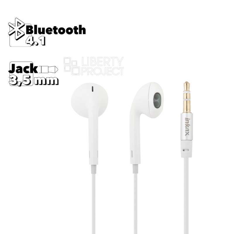 Bluetooth гарнитура inkax HP-12 White-Collar BT 4.1, вкладыши, клипса-ресивер (белый)