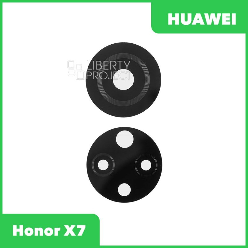 Стекло задней камеры для Huawei Honor X7 (CMA-LX1) (без рамки) (черный)