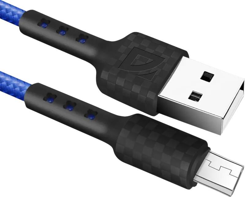 DEFENDER (87115BLU) USB кабель F181 Micro 1м, 2.4А, нейлон