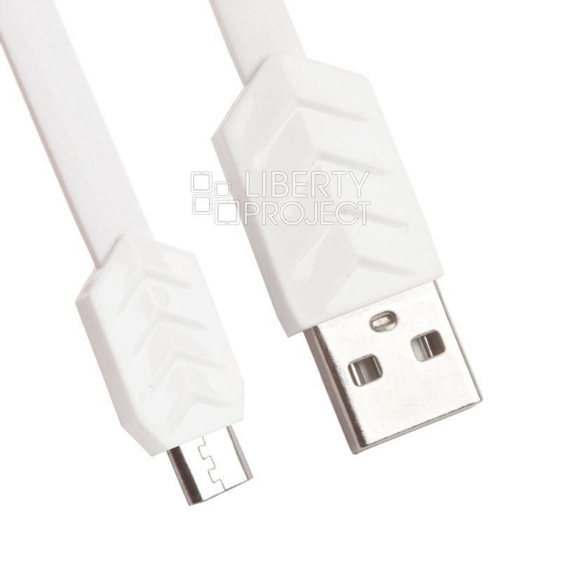 USB кабель "РЕМАКС" Fishbone MicroUSB, плоский, пластиковые разьемы, 1м, TPE (белый)