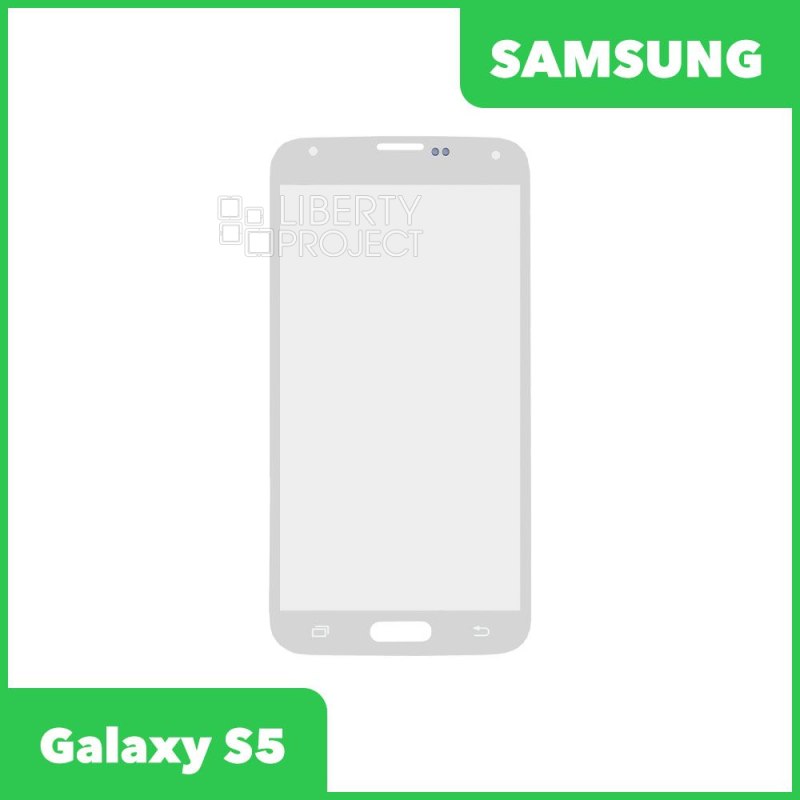 Стекло + OCA плёнка для переклейки Samsung G900 Galaxy S5 (белый)