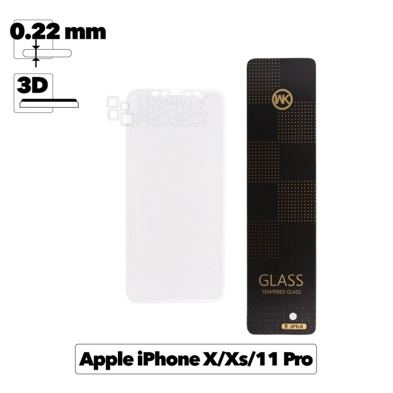 Защитное стекло WK Star Trek Curved Edge 3D для iPhone 11 Pro/X/Xs 0.22 мм c белой рамкой + чехол