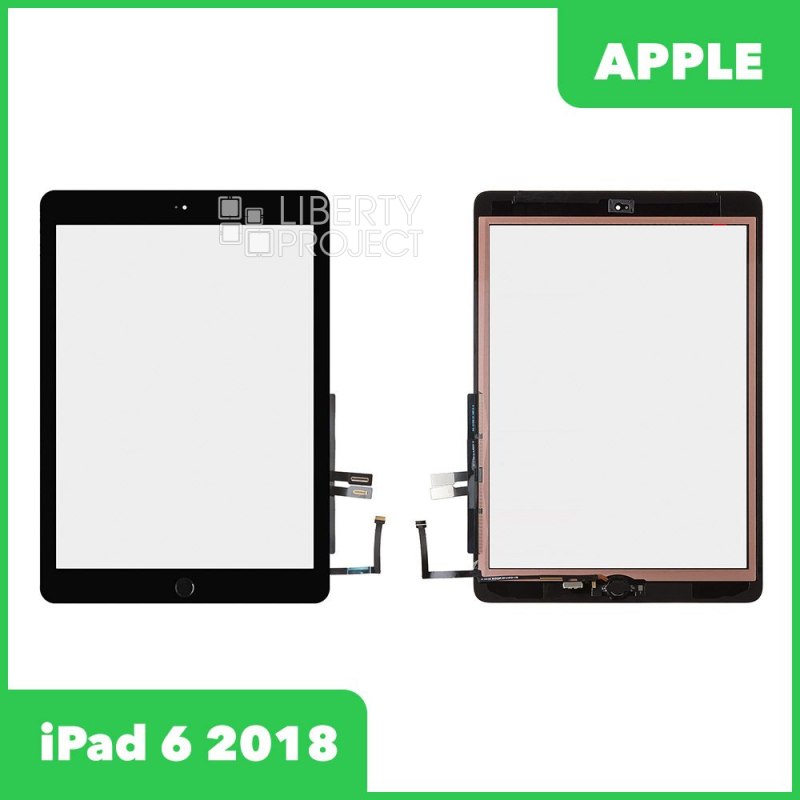 Тачскрин для Apple iPad 6 (2018) (A1893, A1954) + черная кнопка HOME с микросхемой (черный)