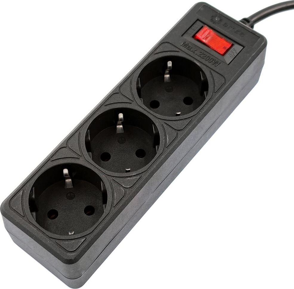 Сетевой фильтр 5BITES SP3B-518 GARDA - 3 роз - 1,8 м - черный