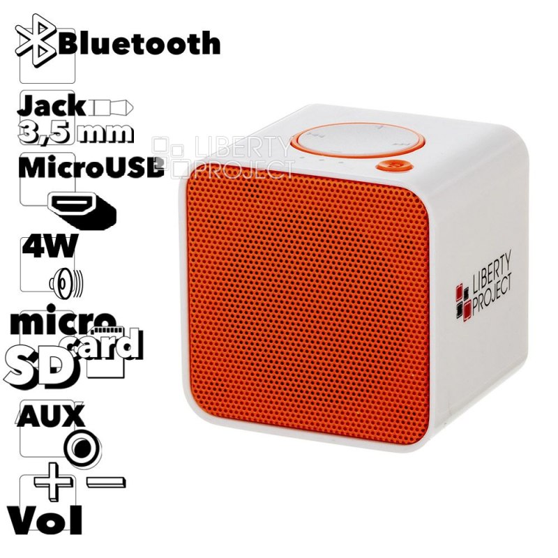 Колонка беспроводная Bluetooth "LP" LP-168 (белая с оранжевым)