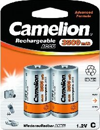 Элементы питания CAMELION (6184) C- 3500MAH NI-MH BL-2 (NH-C3500BP2, аккумулятор,1.2В)