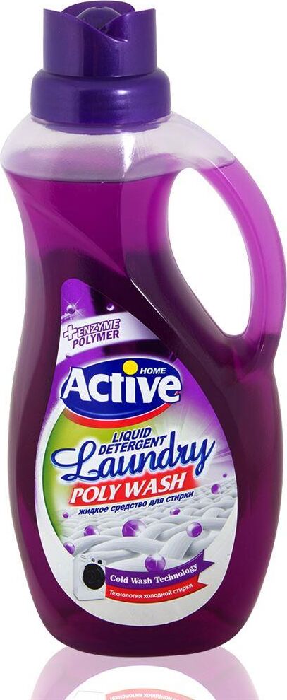 ACTIVE Гель-концентрат для стирки белья универсальный "Poly Wash" 1500 мл, гипоаллергенный, технология холодной стирки (9) 511601402