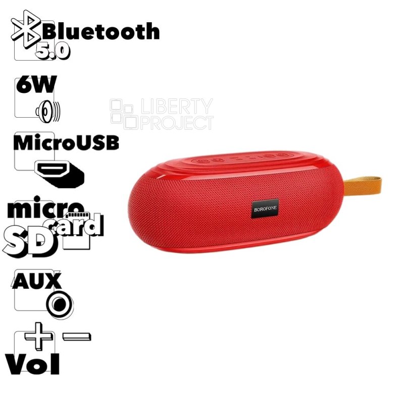 Bluetooth колонка BOROFONE BR9 Erudite Sports BT 5.0, 3Wx2, AUX/microSD/USB/FM (красный)
