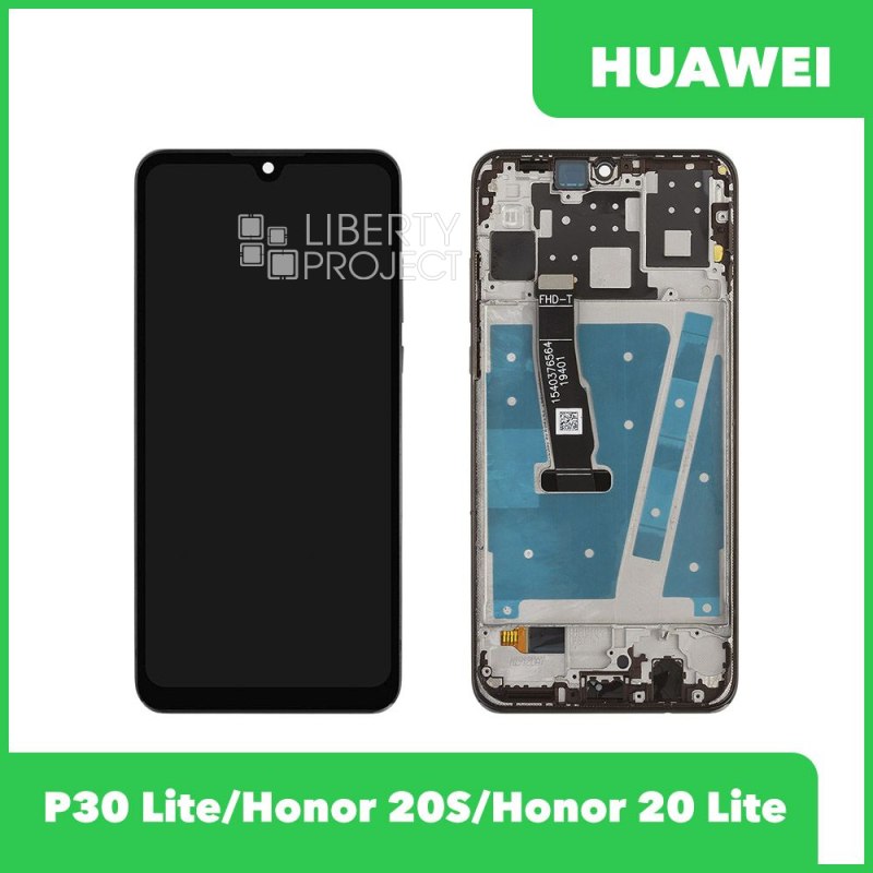 LCD дисплей для Huawei P30 Lite 48MP с тачскрином в рамке (черный) OR LCD
