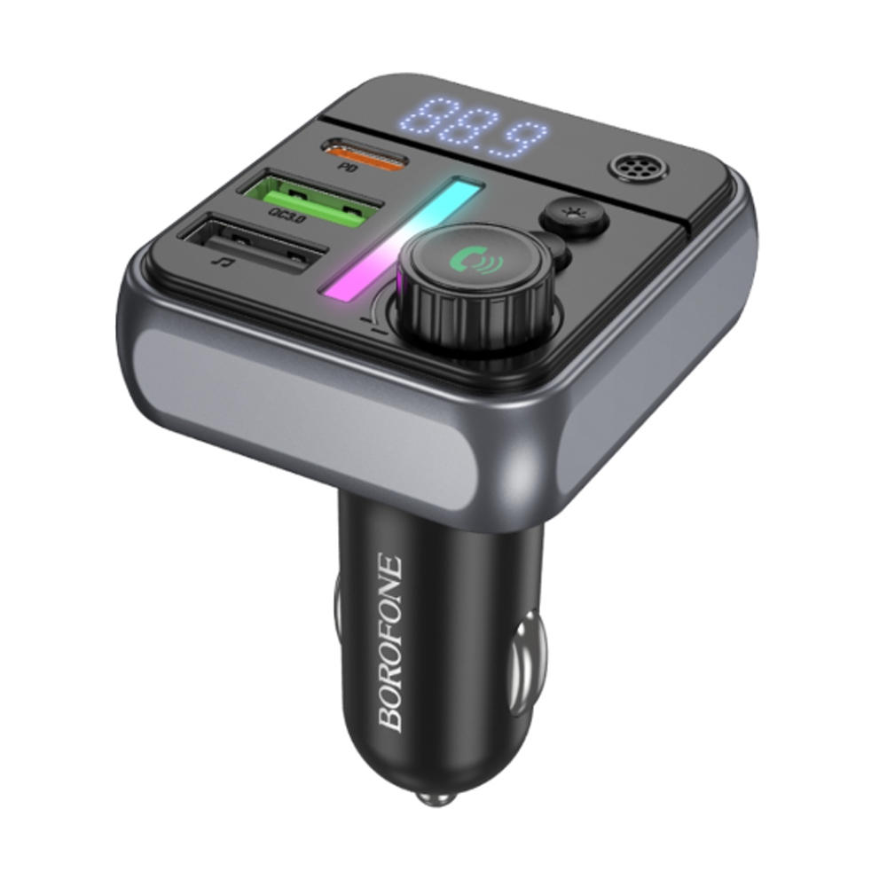 FM-трансмиттер Borofone, BC50, Ascenso, Bluetooth, QC3.0, PD 20Вт, цвет: чёрный