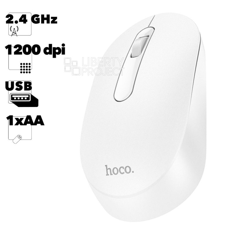 Мышь беспроводная HOCO GM14 Platinum, 2.4 Гц (белый)