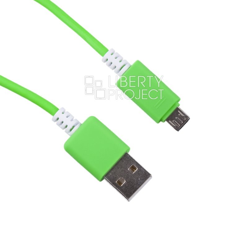 USB кабель "LP" Micro USB в катушке 1,5метра (зеленый)