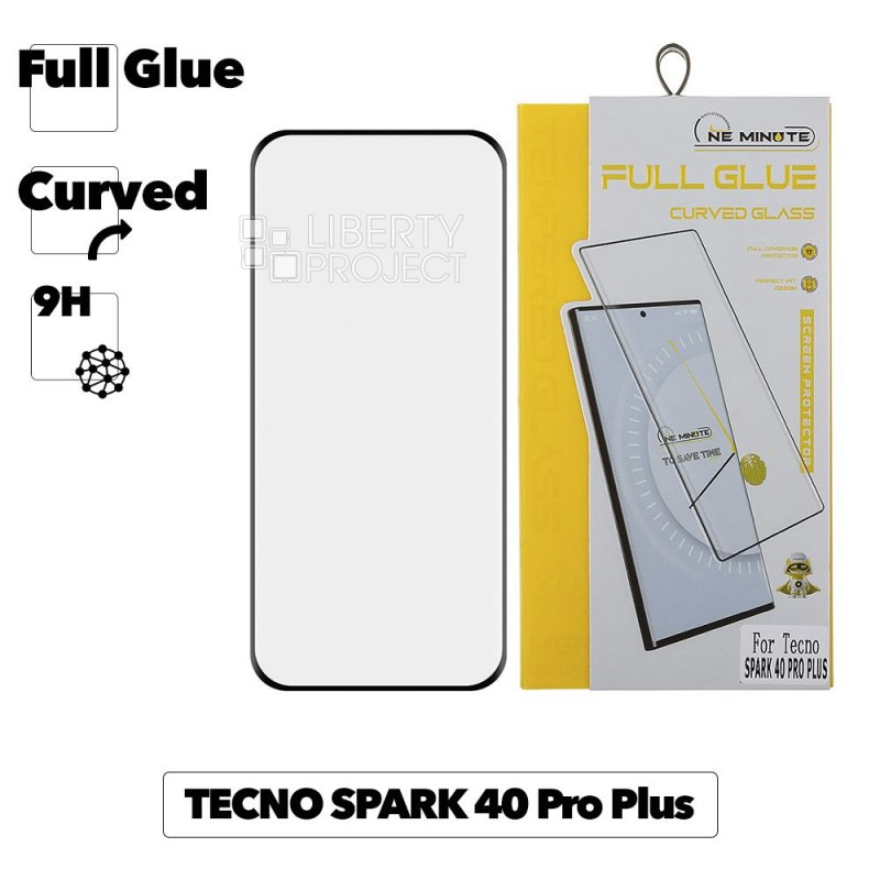 Защитное стекло "One Minute" для Tecno Spark 40 Pro+, 9H, Full Glue Curved Glass, черная рамка