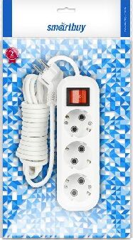 Удлинитель с заземлением SMARTBUY (SBE-16-3-05-ZS) 3 гнз х 5,0 м (16А/3,5кВт, ПВС 3х1.0)