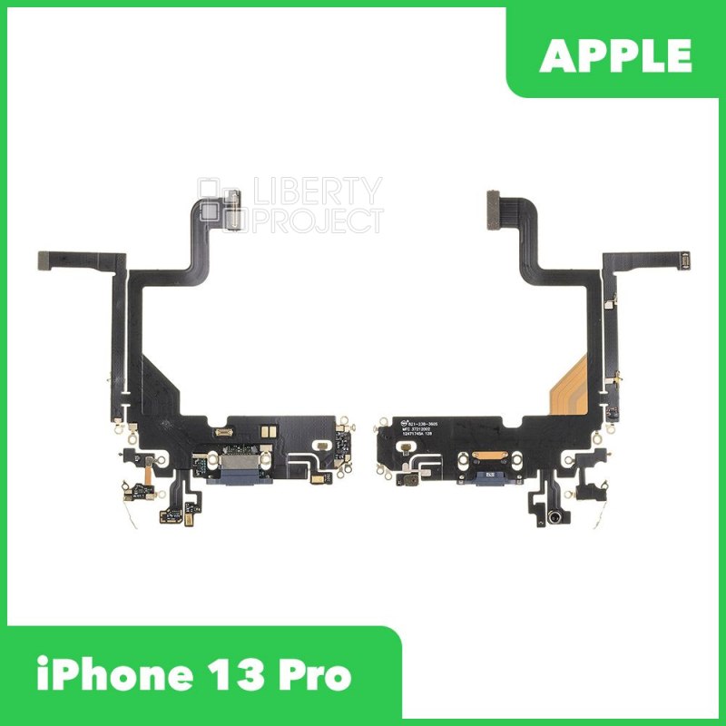 Шлейф/FLC iPhone 13 Pro системный разъем/микрофон (синий)