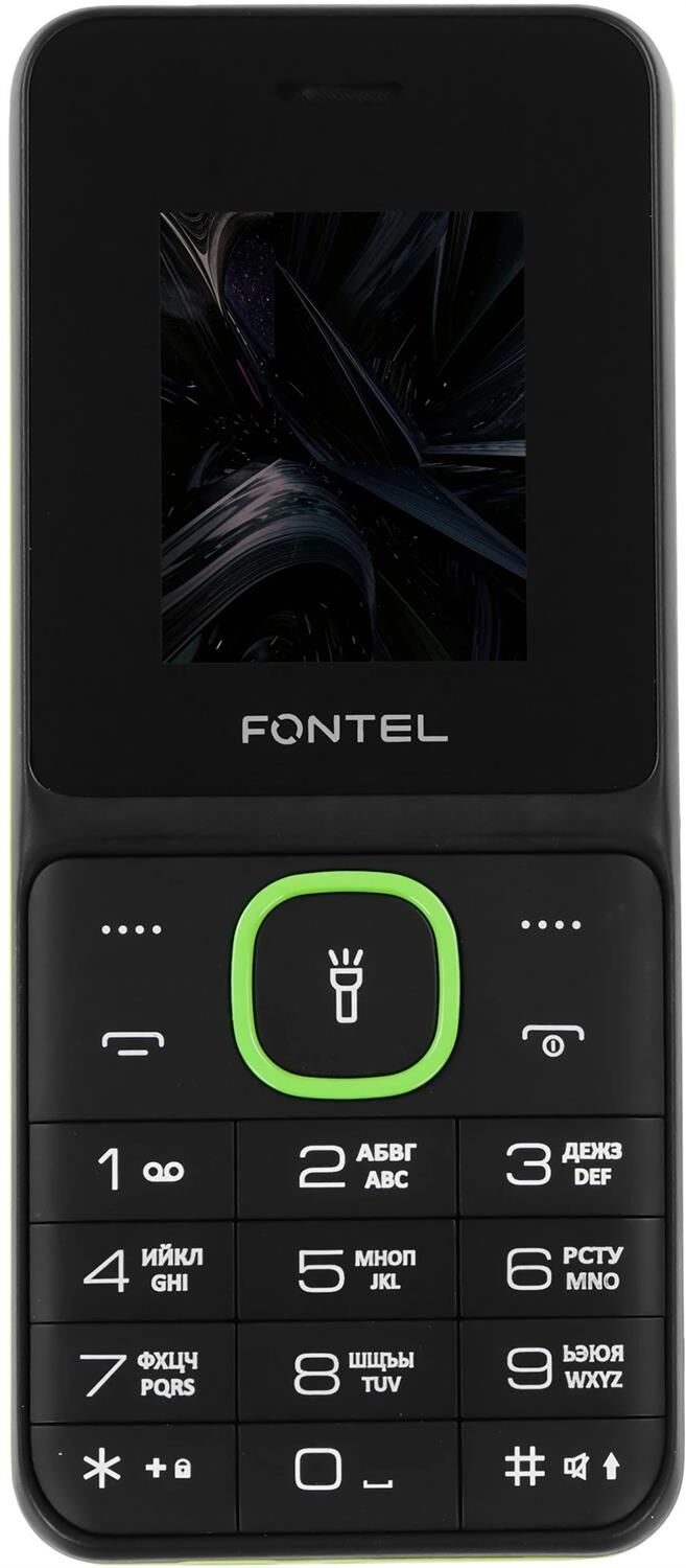 Телефон мобильный FONTEL FP210 черный-зеленый