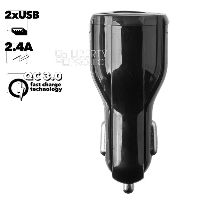 АЗУ "LP" Barrel Series 2хUSB, QC 3.0, 2.4А (черное/коробка)