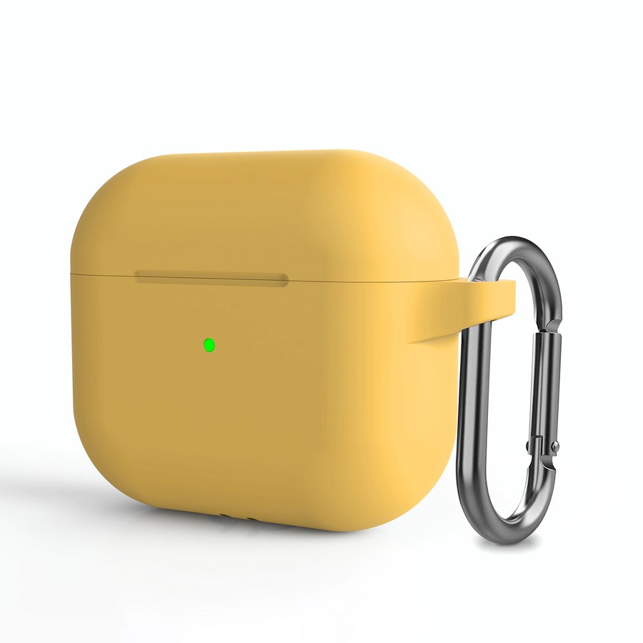 Силиконовый чехол с карабином для Apple AirPods 3 желтый