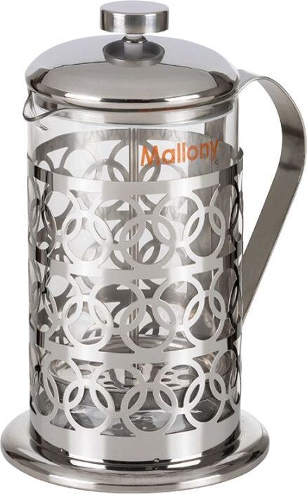 Чайник/кофейник (кофе-пресс) MALLONY OLIMPIA, 800 мл, из жаропрочного стекла, в корп из нерж ст, T046-800ML (950092)