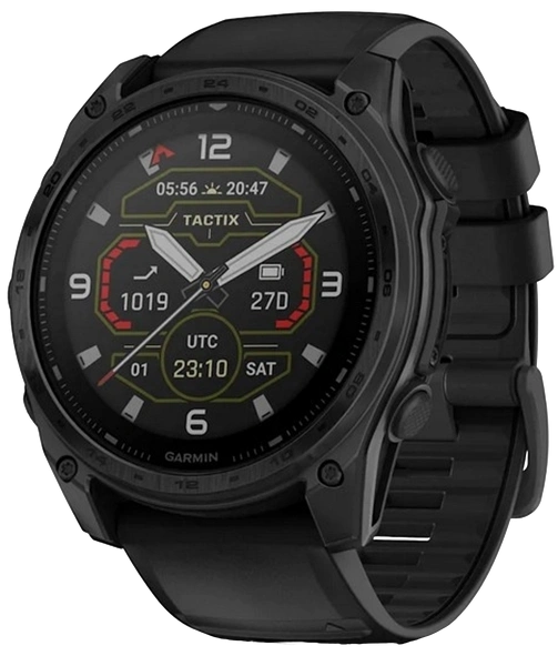 Умные часы Garmin TACTIX 8 51 mm Solar Black DLC titanium with black silicone band (чёрный нейлоновый с черным силиконовым ремешком) (010-03407-00)