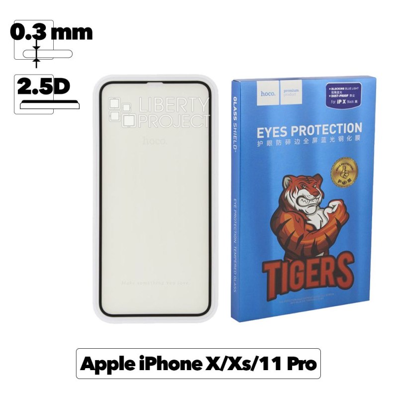 Защитное стекло HOCO A4 Eye Protection для Apple iPhone Х/Xs/11 Pro, 2.5D, черная рамка, глянцевое, 0.3мм