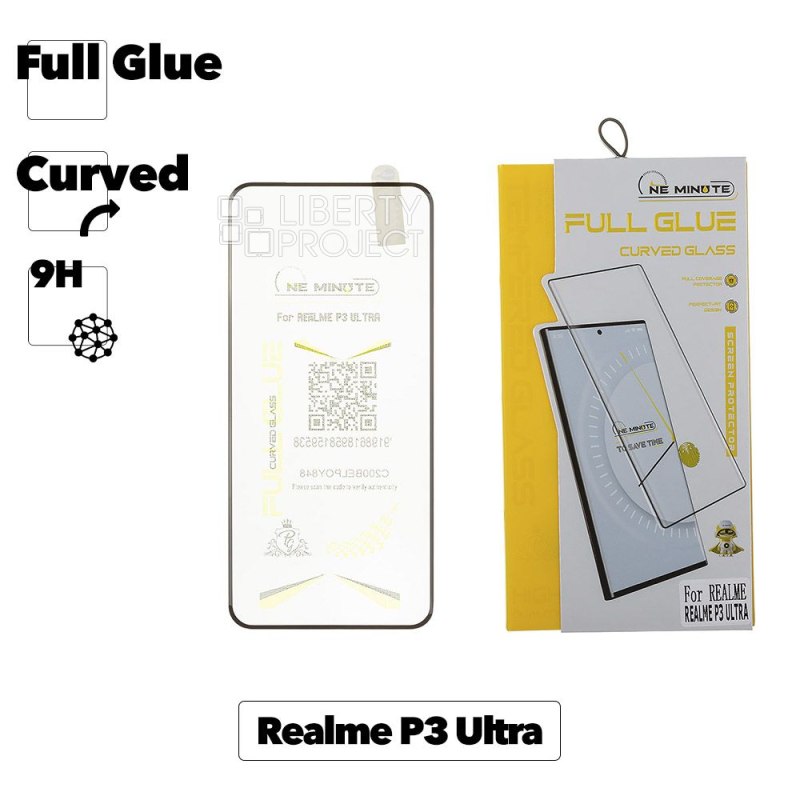 Защитное стекло "One Minute" для Realme P3 Ultra, 9H, OG Full Glue Curved Glass, черная рамка