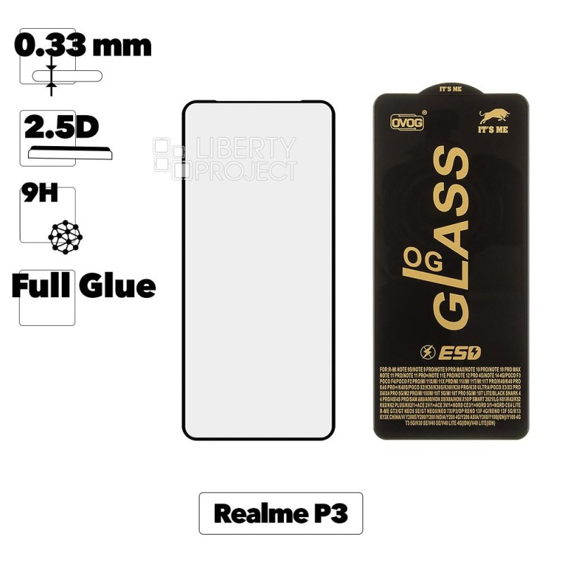 Защитное стекло IT`S ME для Realme P3 2.5D, 9H, OG Full Glue, черная рамка 0.33мм