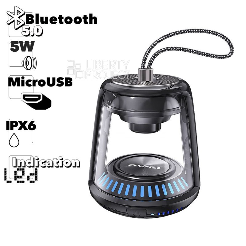 Bluetooth колонка AWEI Y666 BT5.0, 5W, MicroUSB (черный)