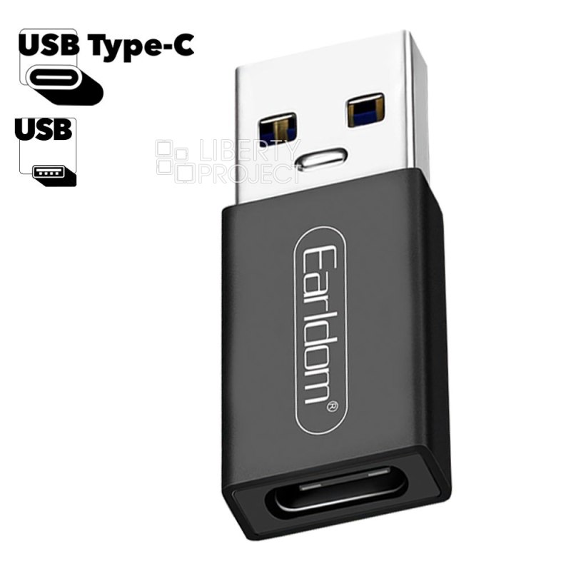 Переходник Earldom ET-TC07 USB на USB-C (черный)