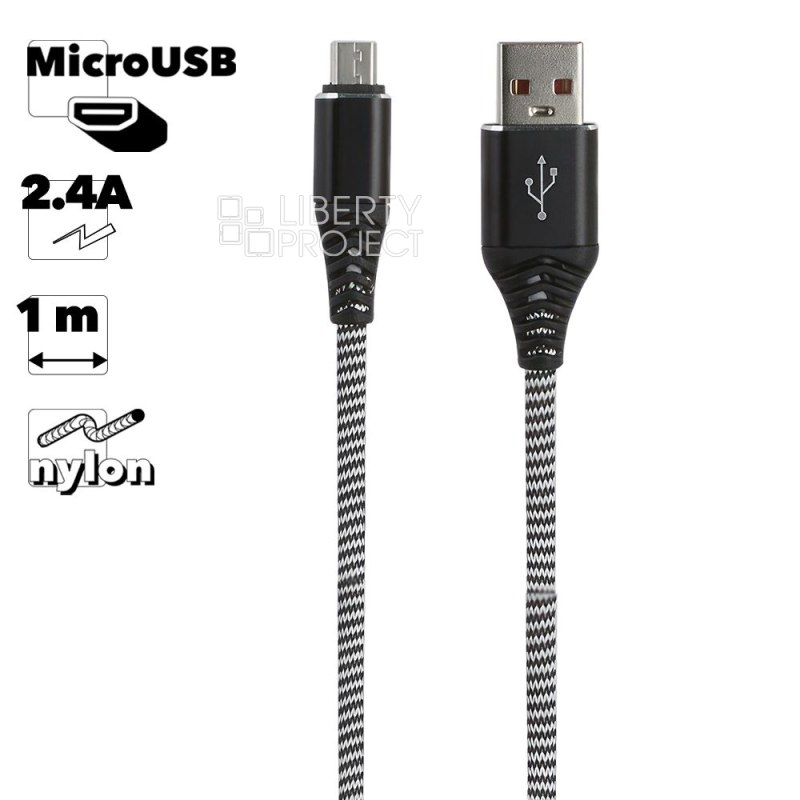 USB кабель "LP" Micro USB "Носки" (черный/блистер)