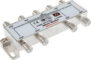 REXANT (05-6105) ДЕЛИТЕЛЬ ТВ Х 8 + 9ШТ. F BOX 5-1000 МГЦ SILVER