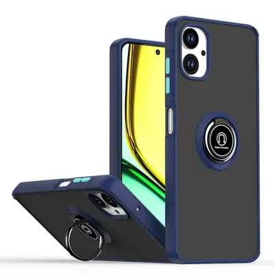 Накладка пластик матовый с кольцом и окантовкой для Samsung A06 синий