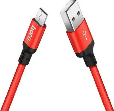 Кабель HOCO (6957531062851) X14 USB (m)-microUSB (m) 1.0м - красный/черный