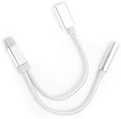 Переходник АТОМ (31043) USB Type-C-3,5 Jack/USB Type-C, серебряный