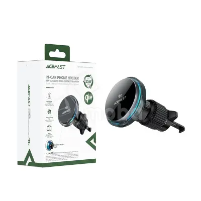 Автомобильный держатель Acefast D61 (с беспроводной зарядкой 25W, Qi2, магнитный, в дефлектор) Серый