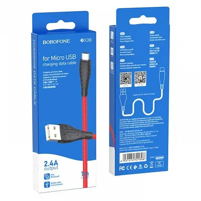 USB кабель Borofone BX38 Micro 2.4A 1m красный