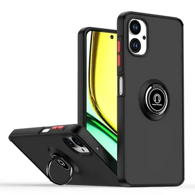 Накладка пластик матовый с кольцом и окантовкой для Samsung A06 черный