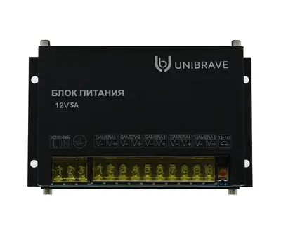 Блок питания Unibrave UB-БП-12V5А-5CH, металл