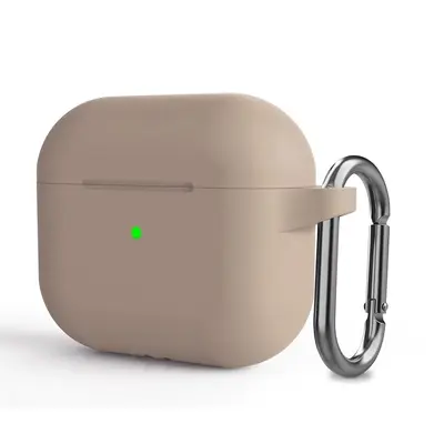 Силиконовый чехол с карабином для Apple AirPods 3 бежевый